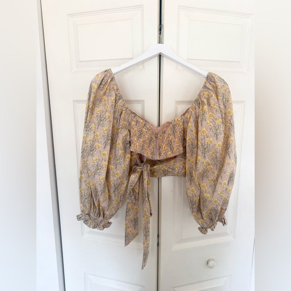 NWT Mable Chance of Sun Floral Two Piece Set Puff Sleeve Top Tiered Skirt Large - Picture 8 of 16